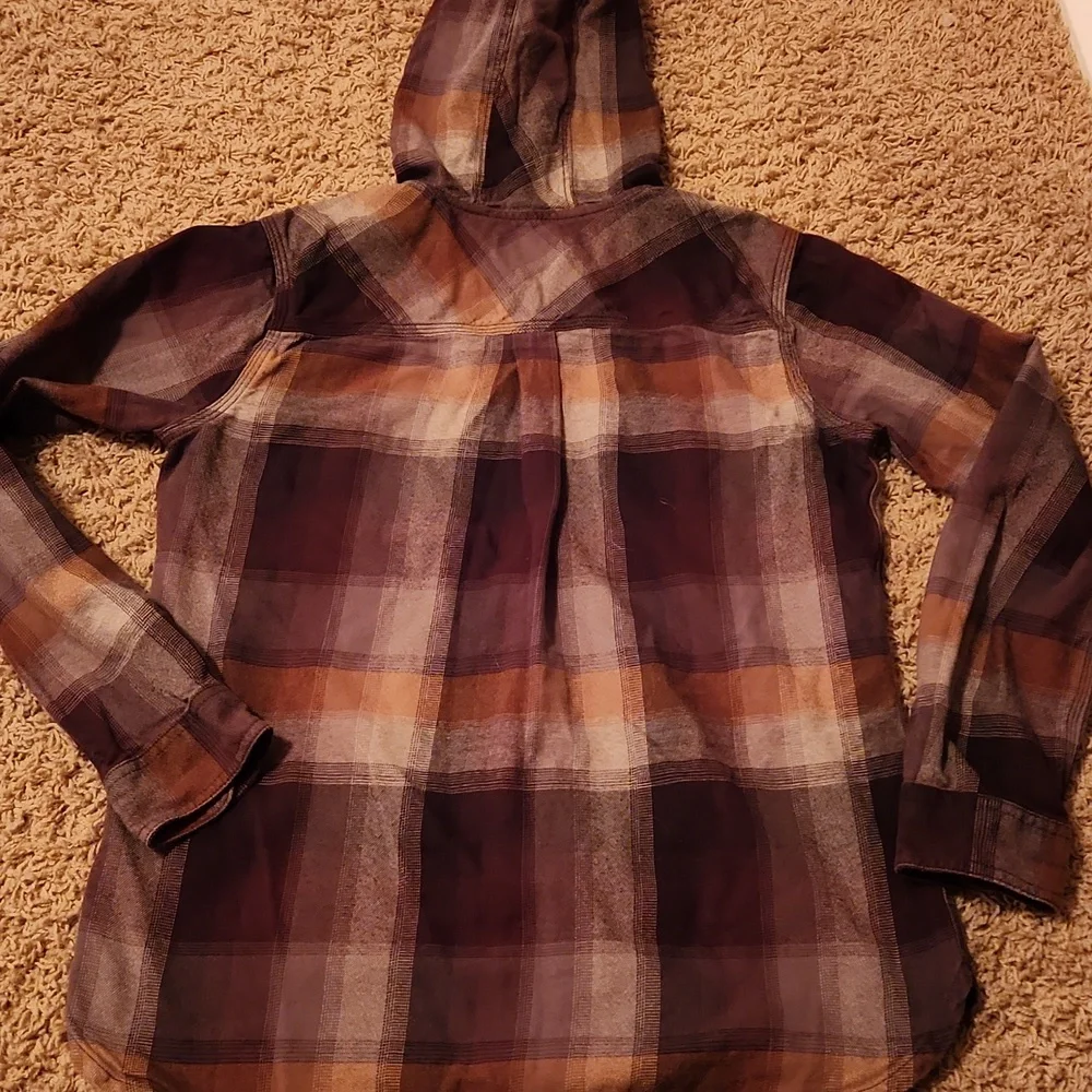 Carhartt Plaid Shirt with Hood - Purple and Brown Womans Size 8/10 - Picture 6 of 6